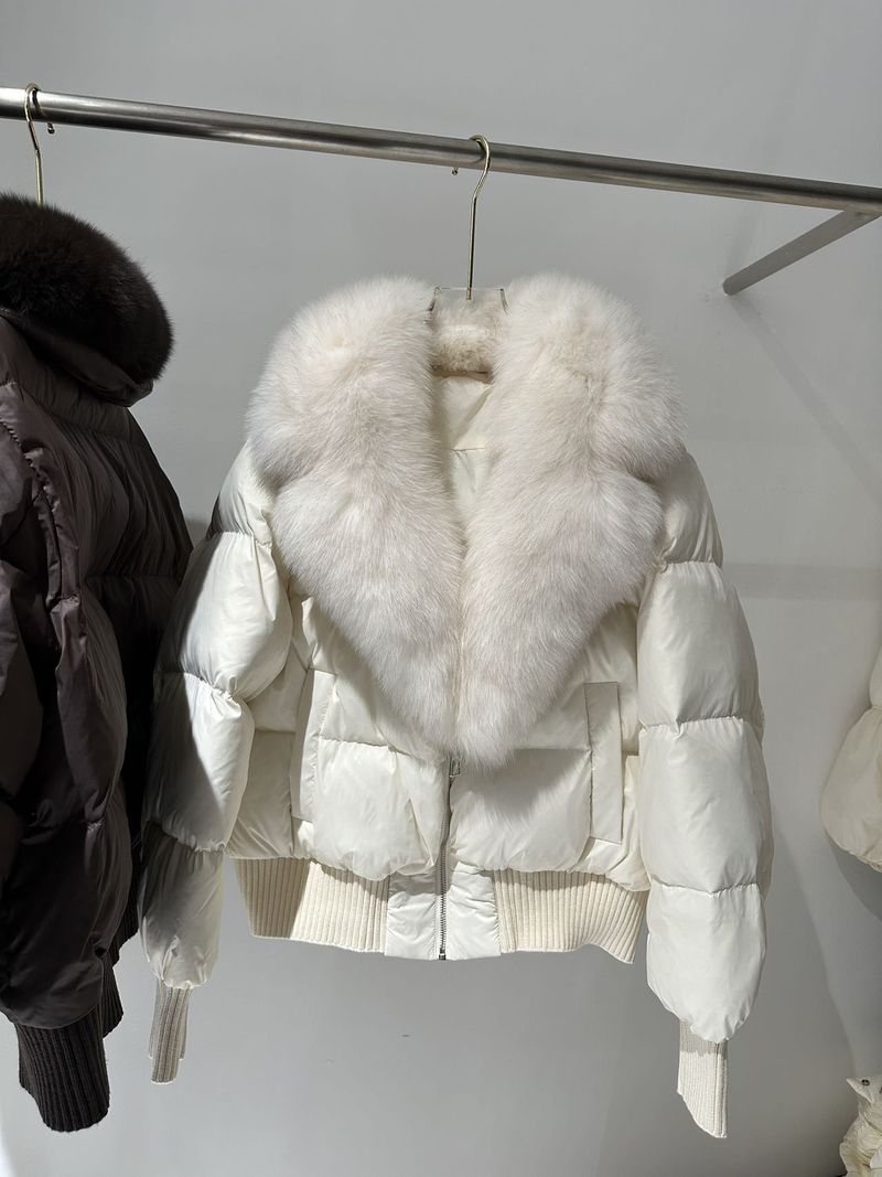Piumino invernale corto da donna con collo in pelliccia di volpe staccabile, parka oversize leggero e caldo per donne minute_voghion.com