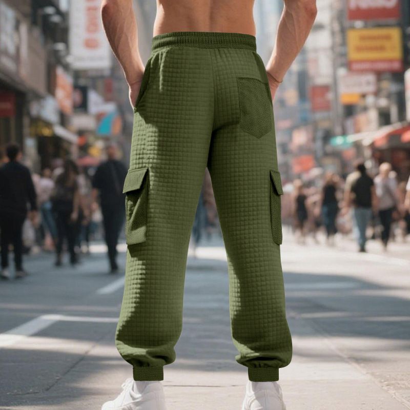 Herbst-Winter-Herren-Casual-Jacquard-Jogginghose im amerikanischen Stil mit kleinem Karomuster, lockere Jogger-Cargohose für Pendler_voghion.com