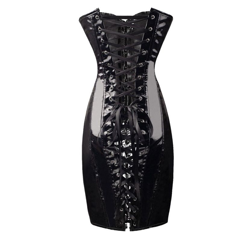 Corsetto modellante in pelle PVC monopezzo, corsetto modellante per il corpo a palazzo, vestito con vendita diretta in fabbrica_voghion.com