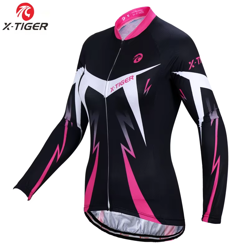 Maillot de cyclisme XTIGER Pro à manches longues pour femme, respirant, VTT, vélo de route, automne, printemps, haut à manches longues_voghion.com