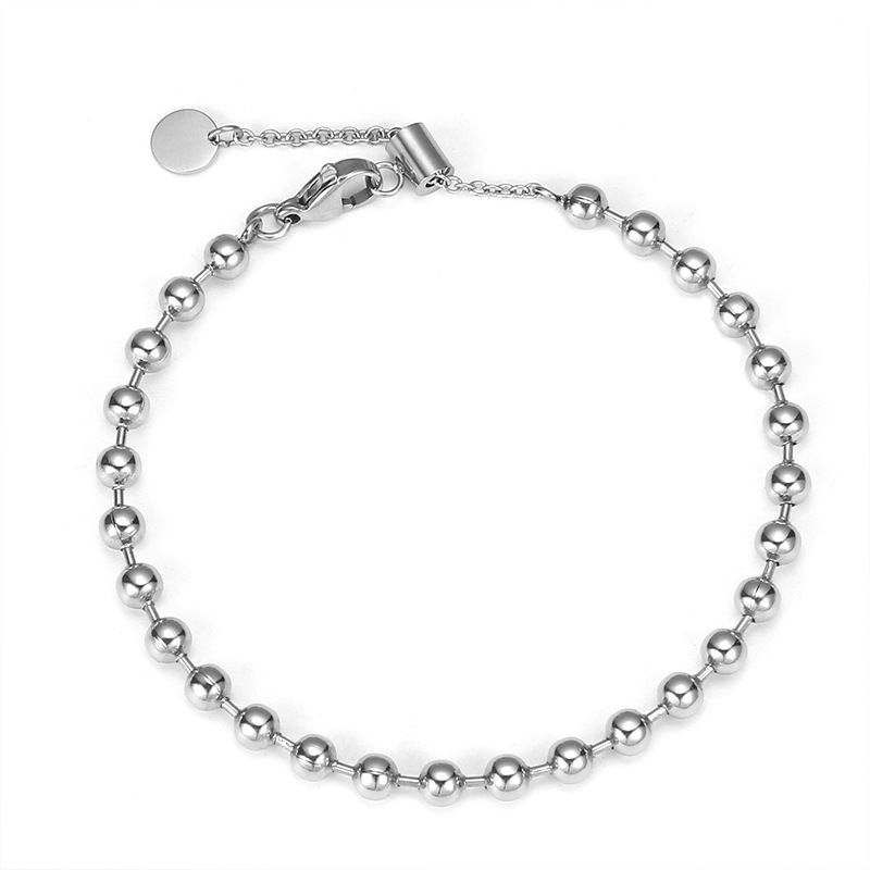 Cuban Niche Minimalist Chain Titanium Smooth Round Bead Bracelet High-end Stainless Steel Jewelry_voghion.com