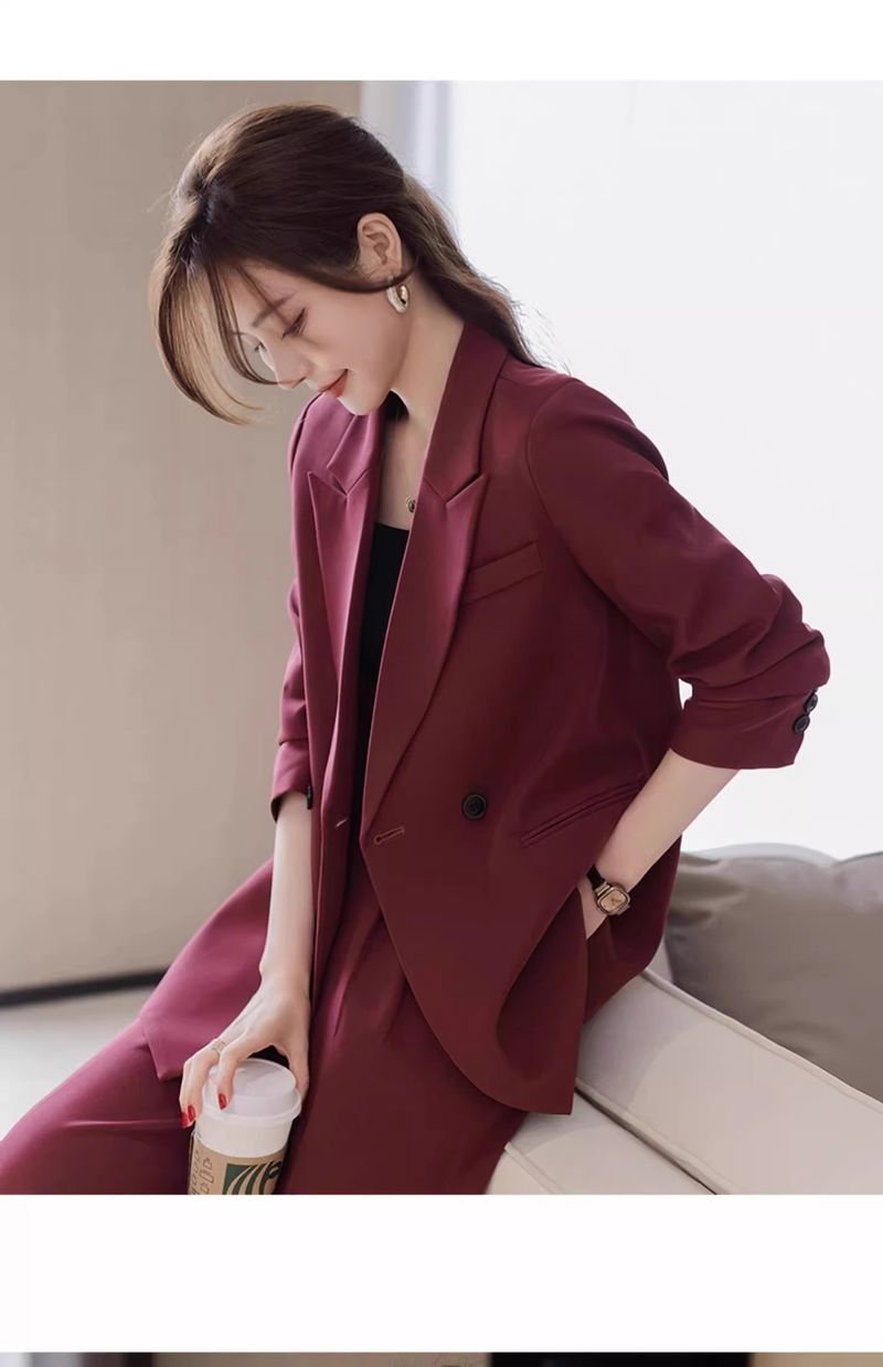 Schwarzer Anzug-Set für Damen, High-End-Feeling, 2025, neuer Frühling und Herbst, lässig, elegant, professionell, formeller Damenblazer_voghion.com