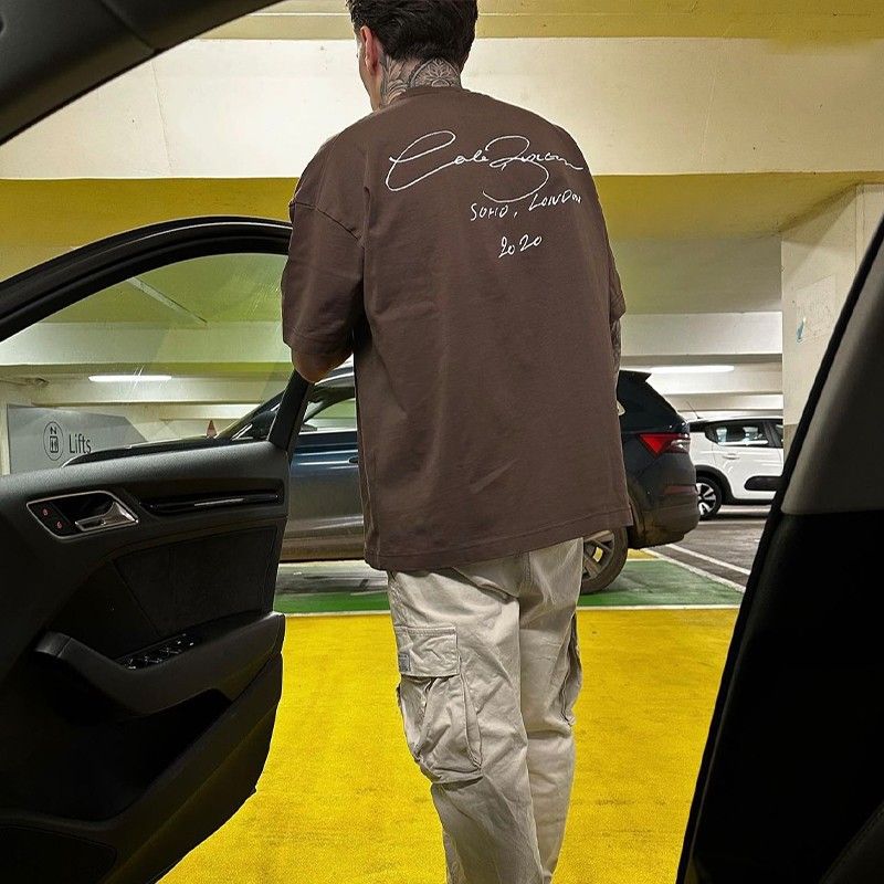 High Street Cole Buxton slogan minimaliste lettre année numéro imprimé col rond décontracté manches courtes T-shirt tendance_voghion.com