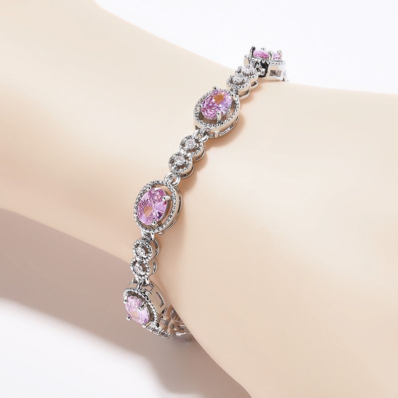 Korean Blue Color Treasure Rectangular Light Pure Handmade Inlaid Geometric Colored Zircon Bracelet For Women_voghion.com