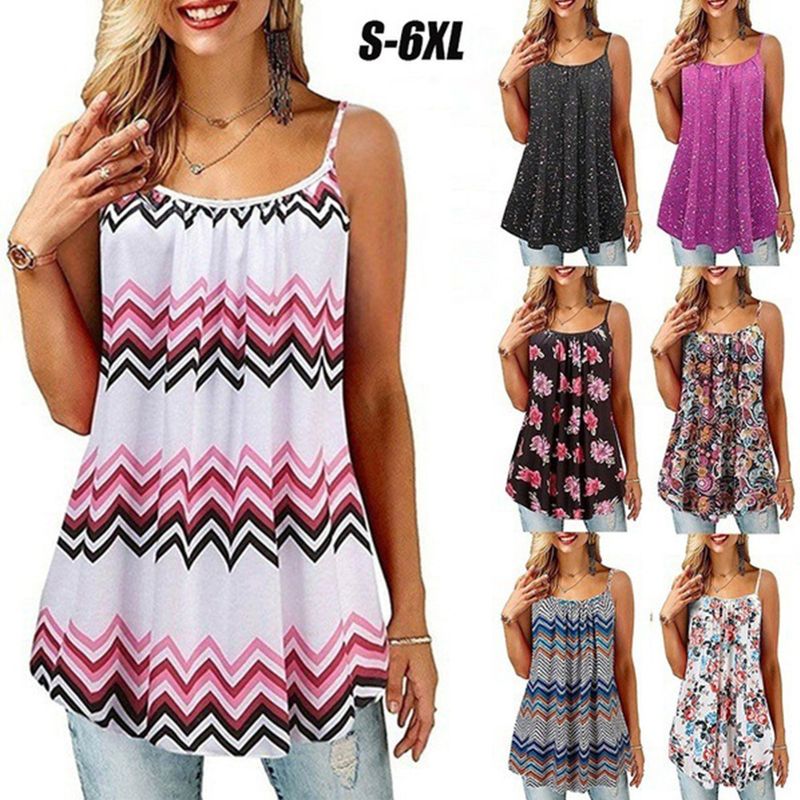 "Floral Ruffle Strap Dress - Flowy Maxi, Elastic Waist, Breathable Milk Silk & Polyester Blend (S-6XL)"_voghion.com