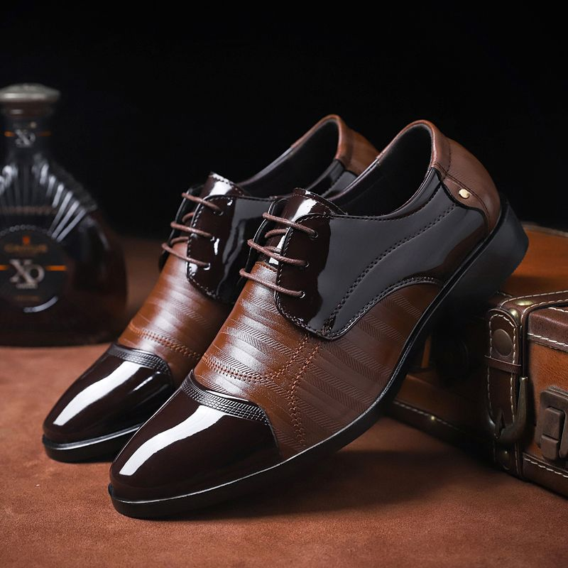 Zapatos de cuero puntiagudos de negocios para hombres de alta calidad, zapatos formales_voghion.com