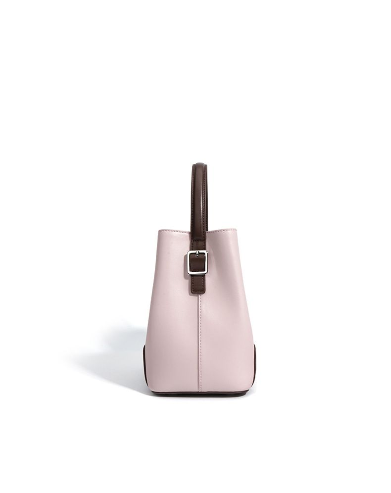 New contrast color ladies handbag, spring and summer new leather handbag, multifunctional shoulder crossbody bucket bag,_voghion.com