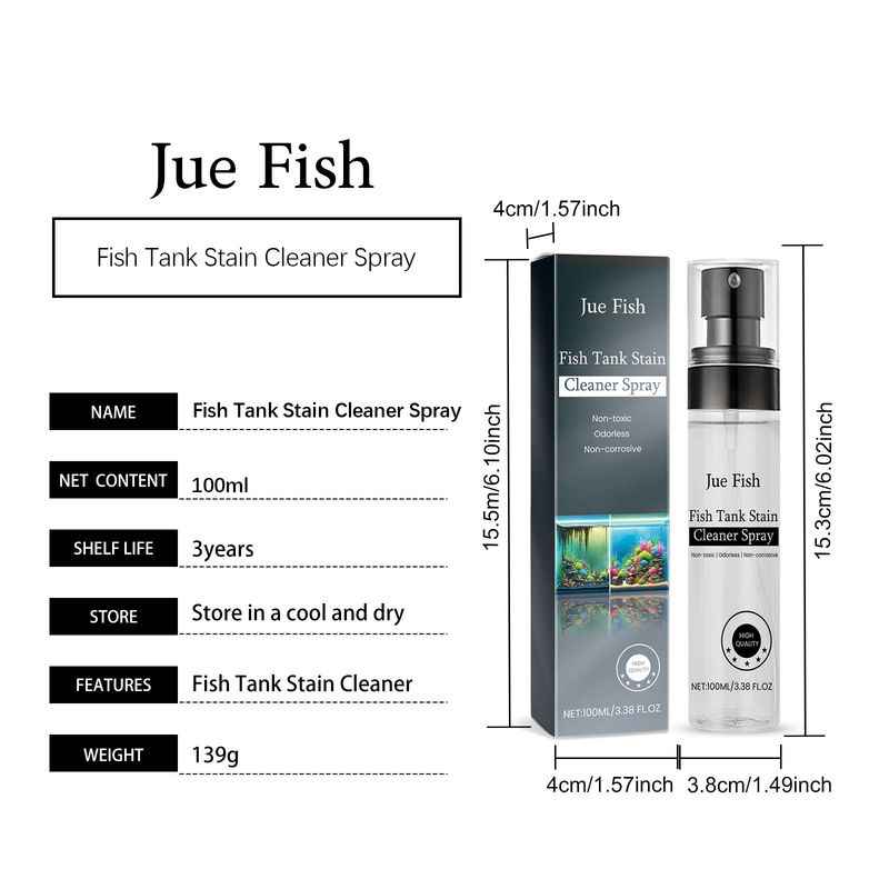 Jue-Fish Tank Stain Cleaning Spray, Stain Cleaning And Descale No Residue No Damage To Fish Cleaning Spray_voghion.com