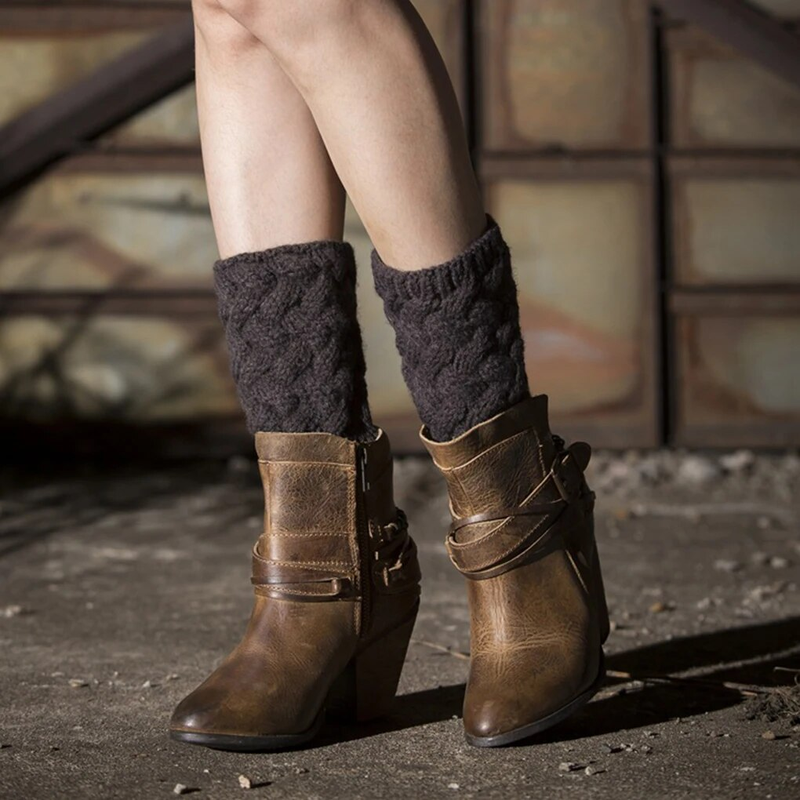 8 Faarwen Damme Strickwärmer Kuerz Manschetten Knäppercher Häkelstiwwel Socken Gestrickte Gamaschen Beenwärmer fir Hierscht Wanter_voghion.com