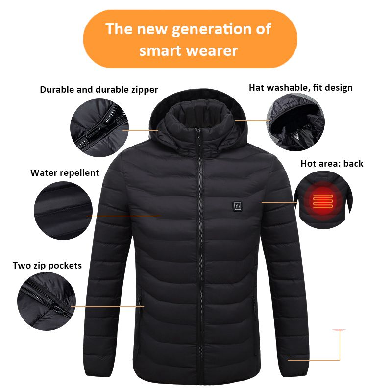 Männer Smart Charging 11-Zonen-Heizkleidung Winter USB-betriebene konstante Temperatur Drei-Gang-Doppelsteuerschalter Baumwollmantel für Männer_voghion.com