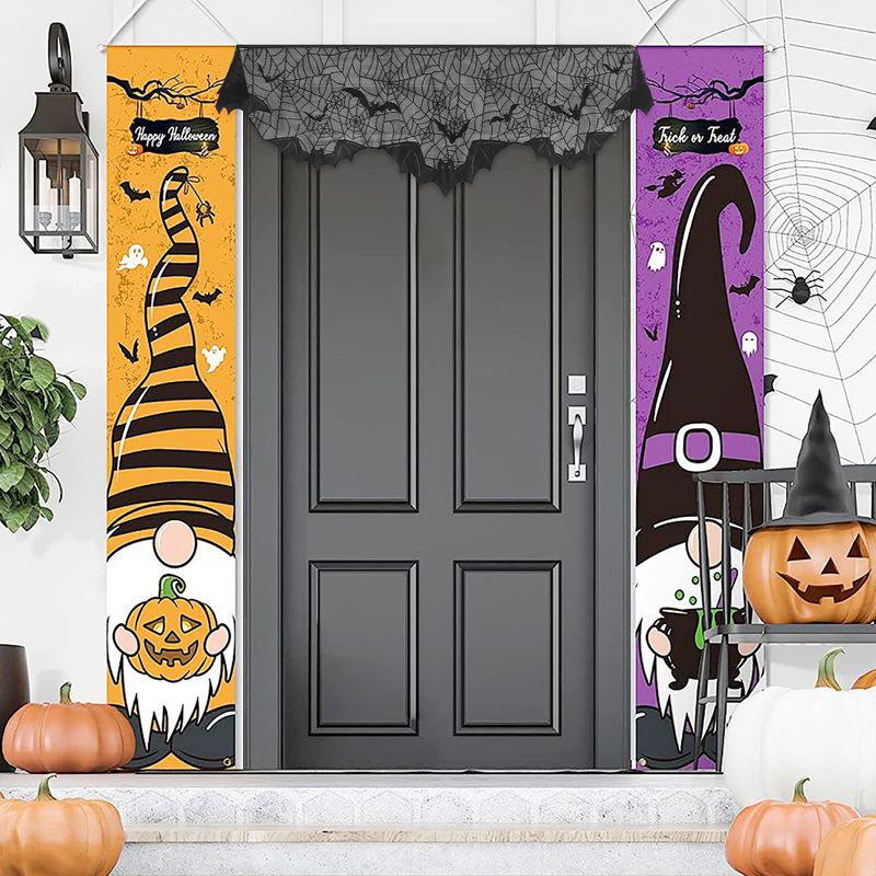 Halloween black spider web mantel cloth fire towel fireplace towel_voghion.com