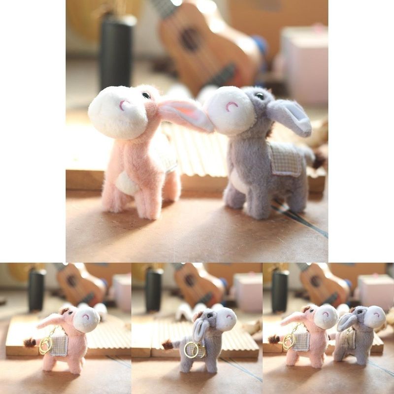 Donkey Adorable Keychain Plush Soft Pp Cotton Stuffed Animal Pink And Gray Cute Charm Bag_voghion.com