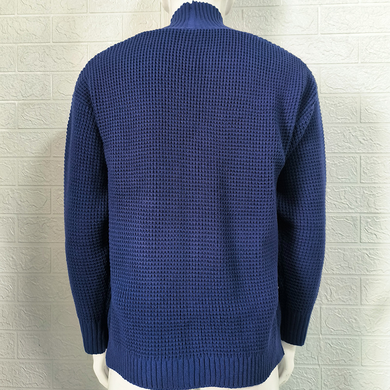 Men's long sleeve knit autumn and winter solid color cardigan sweater men's sweater_voghion.com