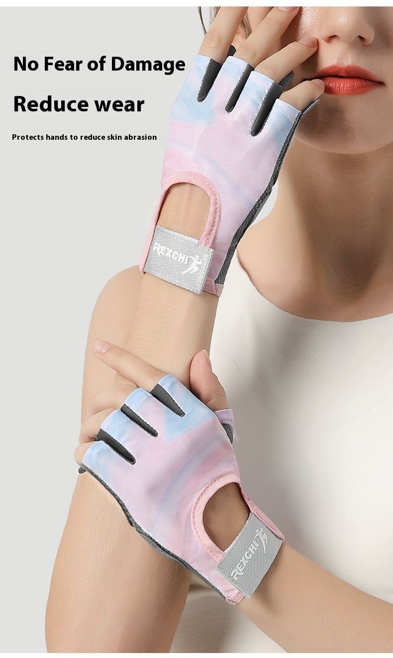 Neue Sporthandschuhe für Frauen Yoga Fiess Übung, Rutschfeste Stoßdämpfung Halbfingerhandschuhe, verschleißfest,_voghion.com