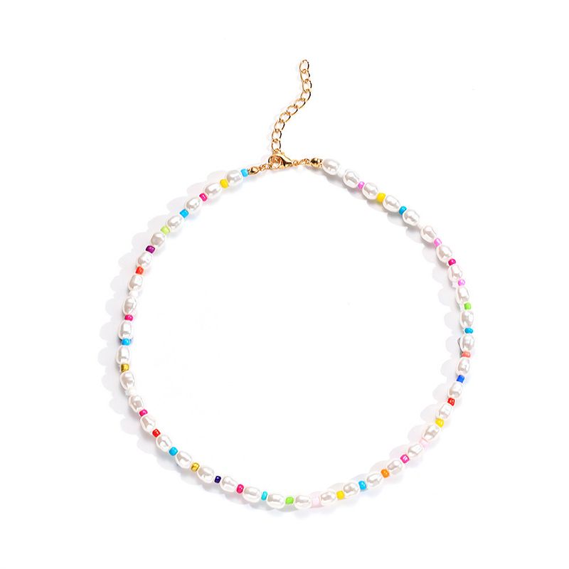Neue geometrische ovale Perlenkette modische kurze Halsband Schmuck Zubehör_voghion.com