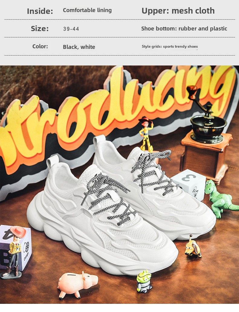 Breathable mesh platform dad shoes new men's casual platform shoes trendy sports shoes men's shoes_voghion.com