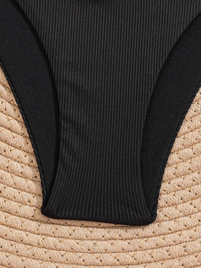 Costume da bagno da donna a vita alta, in tessuto morbido con motivo a croce a righe verticali, per spiaggia, vacanze, piscina e feste_voghion.com