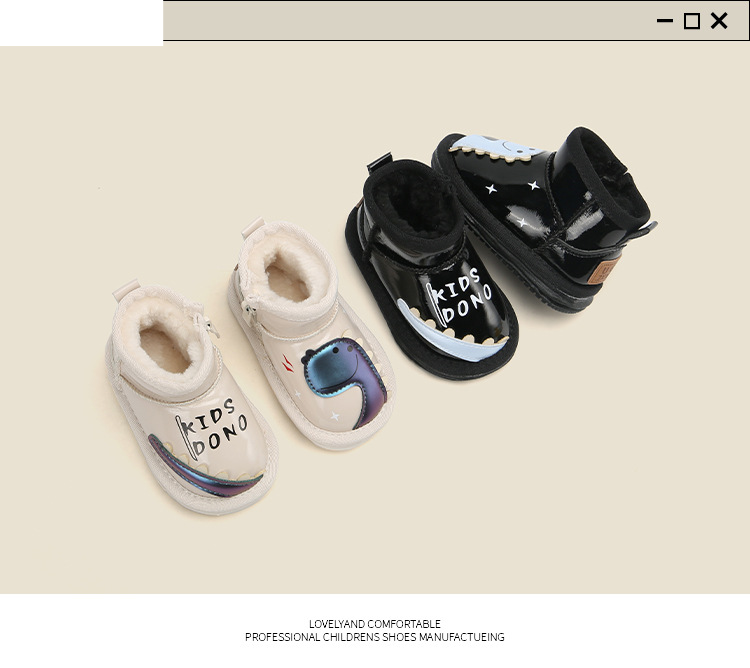 Botas de nieve de dibujos animados para niños, zapatos para bebés, zapatos de algodón de terciopelo para invierno, zapatos para niñas, botas cortas para niños_voghion.com