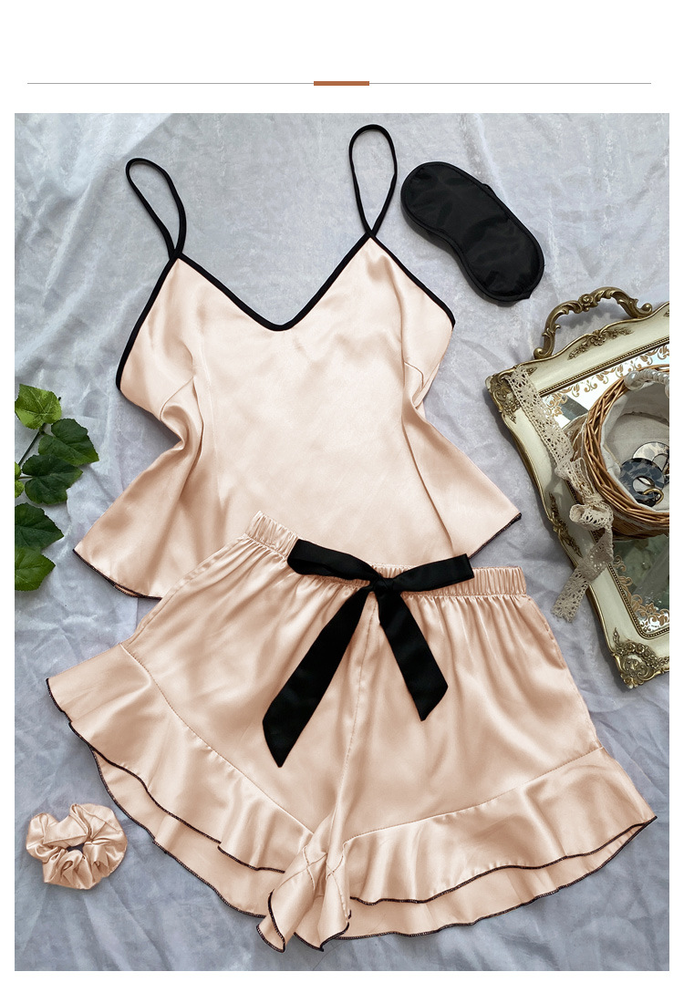 Sexy Hosenträgerrock Home Kleidung Damenmode Weste Shorts Set Home Silk Ice Silk Pyjamas_voghion.com