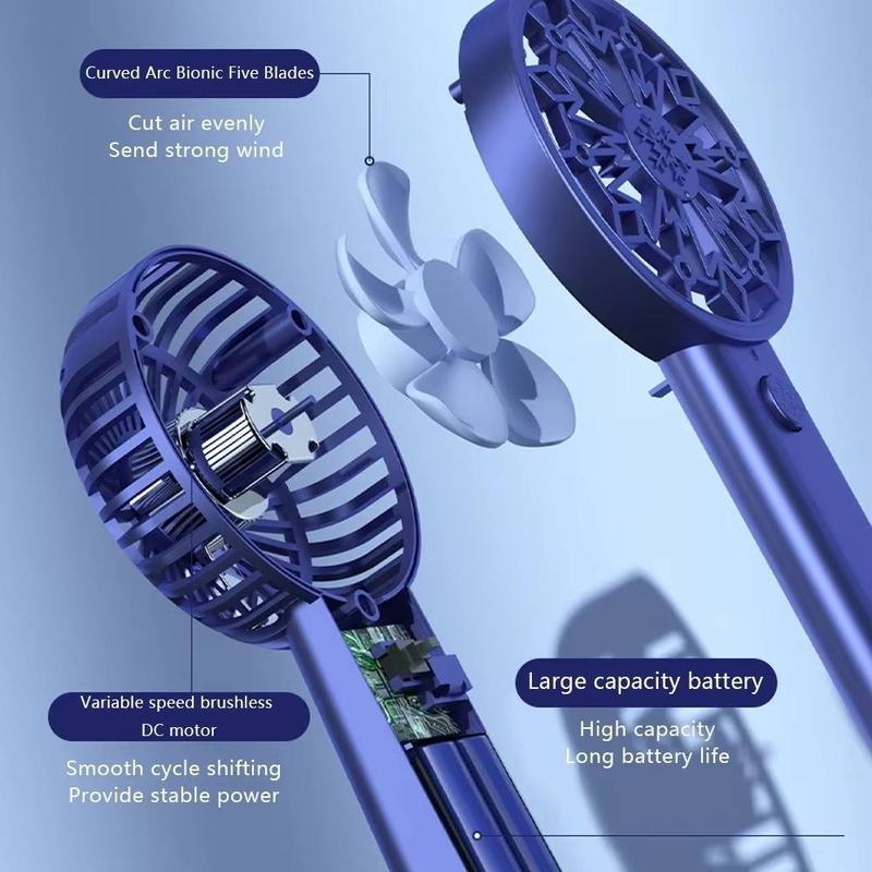 Handheld Desktop Dual-Purpose Fan Usb Charging Portable With Base Two-Color Optional Fashion Design Abs Material Natural Wind_voghion.com