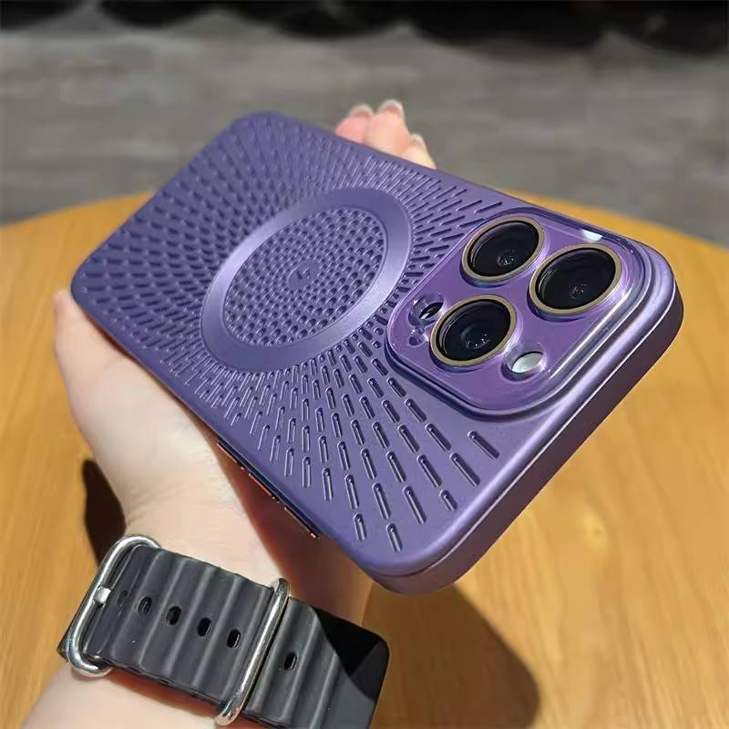 Telefoonhoesje en hoesjes geschikt voor iPhone 16 Zomer Geavanceerde ijswarmteafvoer Holle magnetische mobiele telefoonhoes Lensfolie Beschermhoes_voghion.com