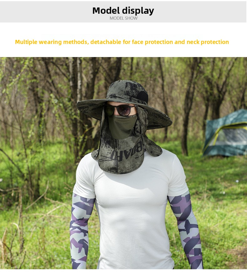 Men's Camo Sun Hat With Face Mask & Neck Cover - UPF 50+ UV Protection For Hiking & Fishing (Summer Outdoor Essential)_voghion.com