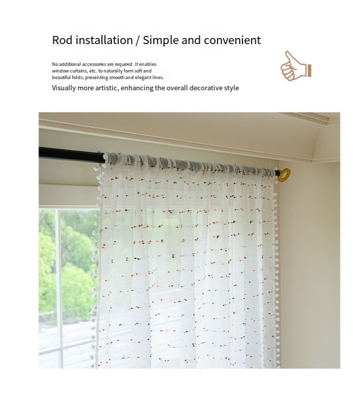 Rainbow Sheer Curtains With Lace Trim - Light Filtering Voile Window Drapes For Bedroom, Kitchen, Balcony - Candy Color Boho Room Decor_voghion.com