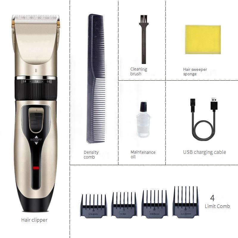 Professional Cordless Hair Clipper For Men & Kids - Titanium Alloy Blade, Powerful Brushless Motor, 5 Adjustable Guards, Rechargeable & Quiet_voghion.com