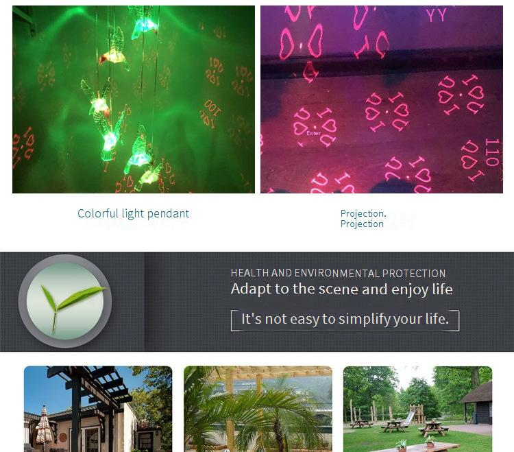 Zeshoekige zonne-windgonglamp met LED-kolibrie en vlinder - hangende projectielantaarn voor buiten voor tuin, terras en kerstdecoratie_voghion.com
