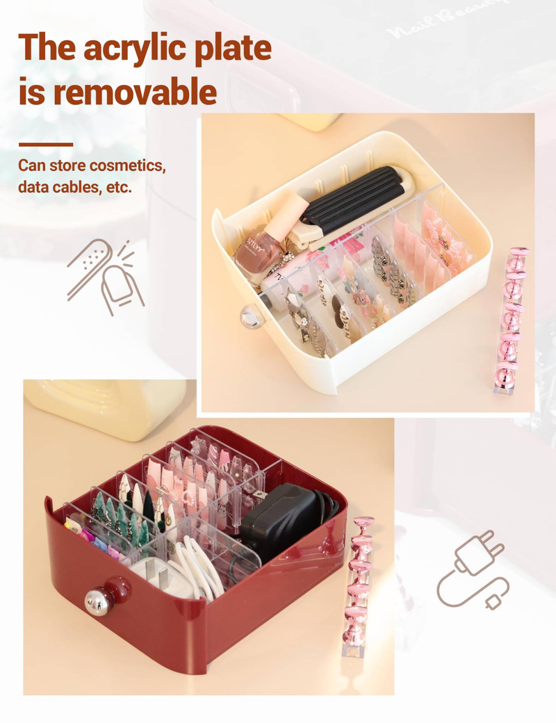 2 Tier Press On Nail Organizer With Handle Acrylic Nail Holds 48 Pairs Of Press On Nails_voghion.com