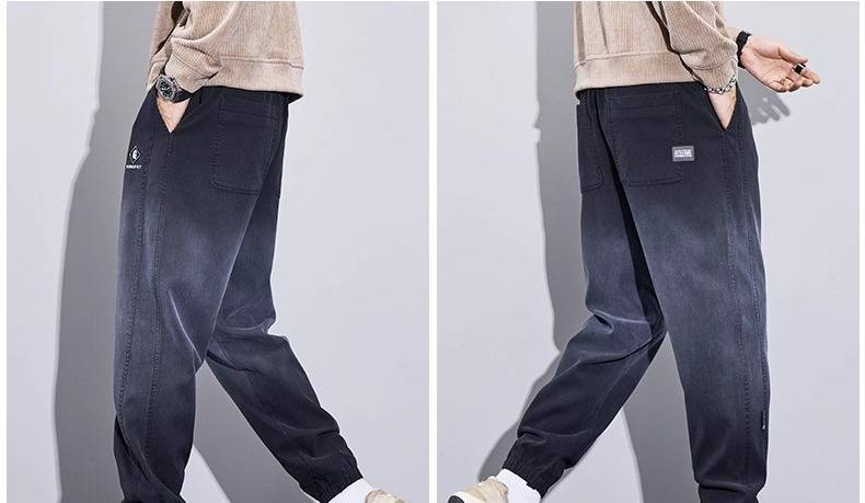 Pantalon de jogging décontracté pour homme avec doublure polaire, poignets élastiques, design multi-poches, mélange de coton confortable pour l'automne et l'hiver_voghion.com