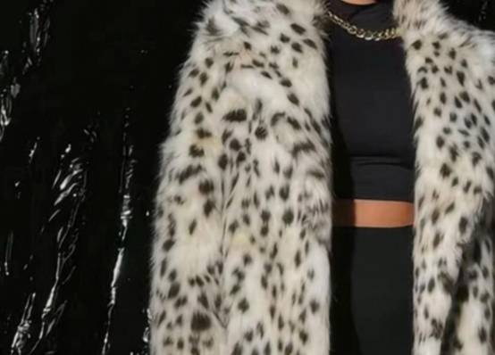 Leopard Print Faux Fox Fur Coat – Oversized Blazer Lapel Long Coat For Women (S-3XL, White/Yellow)_voghion.com