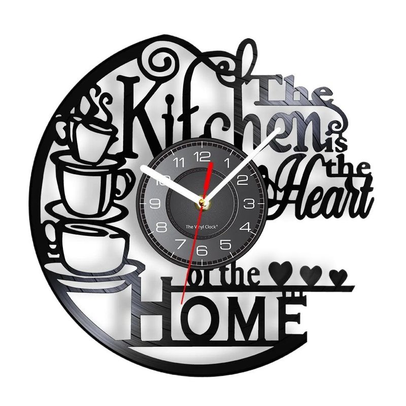 Coffee-Themed Wall Clock – Modern Kitchen Decor With Silent Quartz Movement, Battery Operated, Black Plastic Frame (8.3/12 Inch)_voghion.com