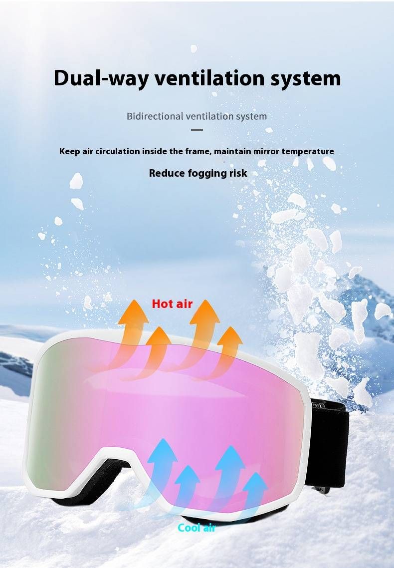 Lunettes de ski pour adultes, antibuée, protection UV, double verre, polarisées et coupe-vent, compatibles avec les lunettes (étui inclus)._voghion.com