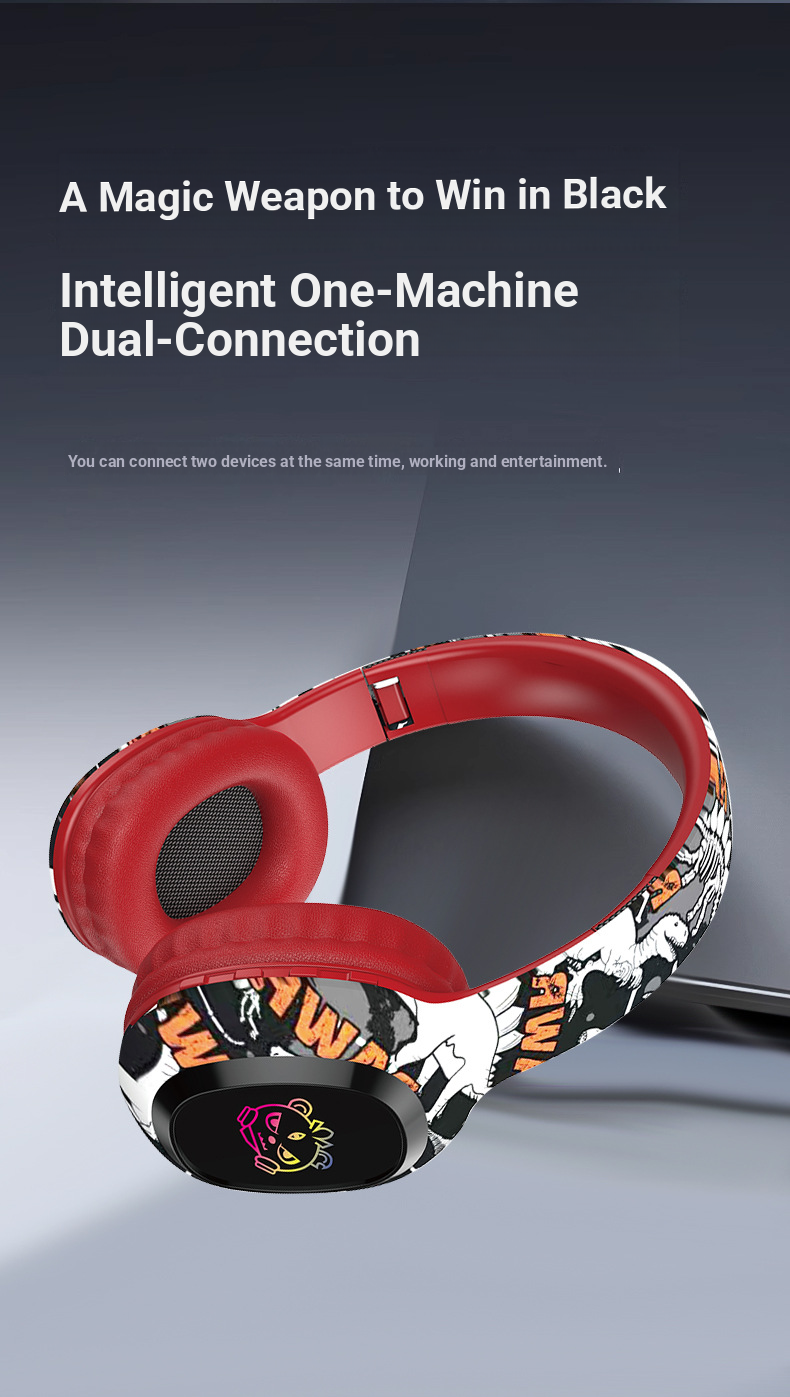 Cuffie wireless over-ear P95 LED – Bluetooth 5.3, effetti luce RGB, bassi profondi e oltre 8 ore di riproduzione (rosso/nero/rosa/blu, giochi e musica)_voghion.com