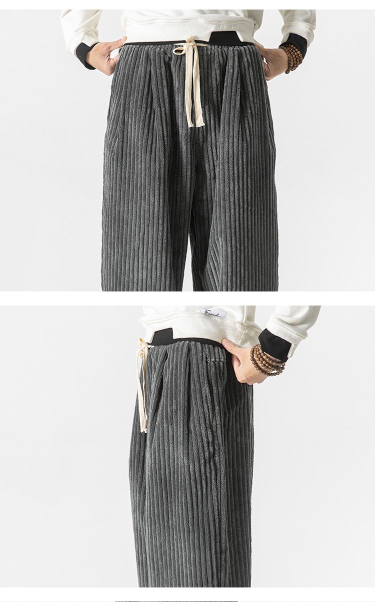 Herenkleding Herfst Chinese Stijl Heren Losse Corduroy Harem Broek Grote Maat Trendy Casual Rechte Broeken Heren_voghion.com