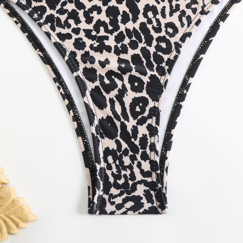 Badeanzug Damen Split Sling Tube Top Leopardenmuster Sexy Rücken Bikini Strandurlaub_voghion.com