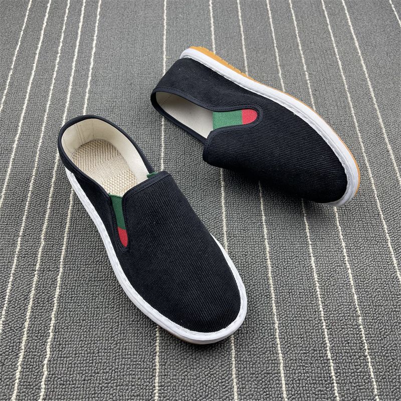 Ademende gele stoffen schoenen, casual instappers voor koppels_voghion.com