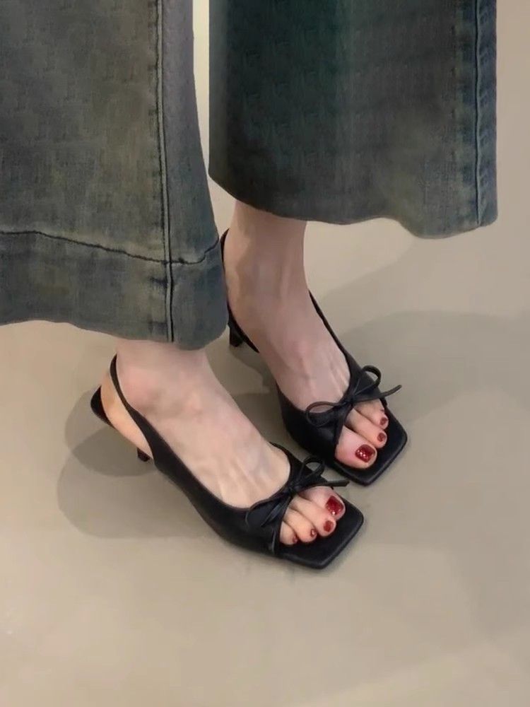 summer Outdoor Single Strap Elegant Open-toe Square Head High Heels Fashionable And Exquisite_voghion.com