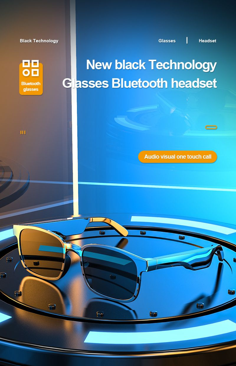 New Wireless Bluetooth Earphones Fashion Glasses Smart Headset Bone Conduction Earbuds Call Audio Music Headphones_voghion.com