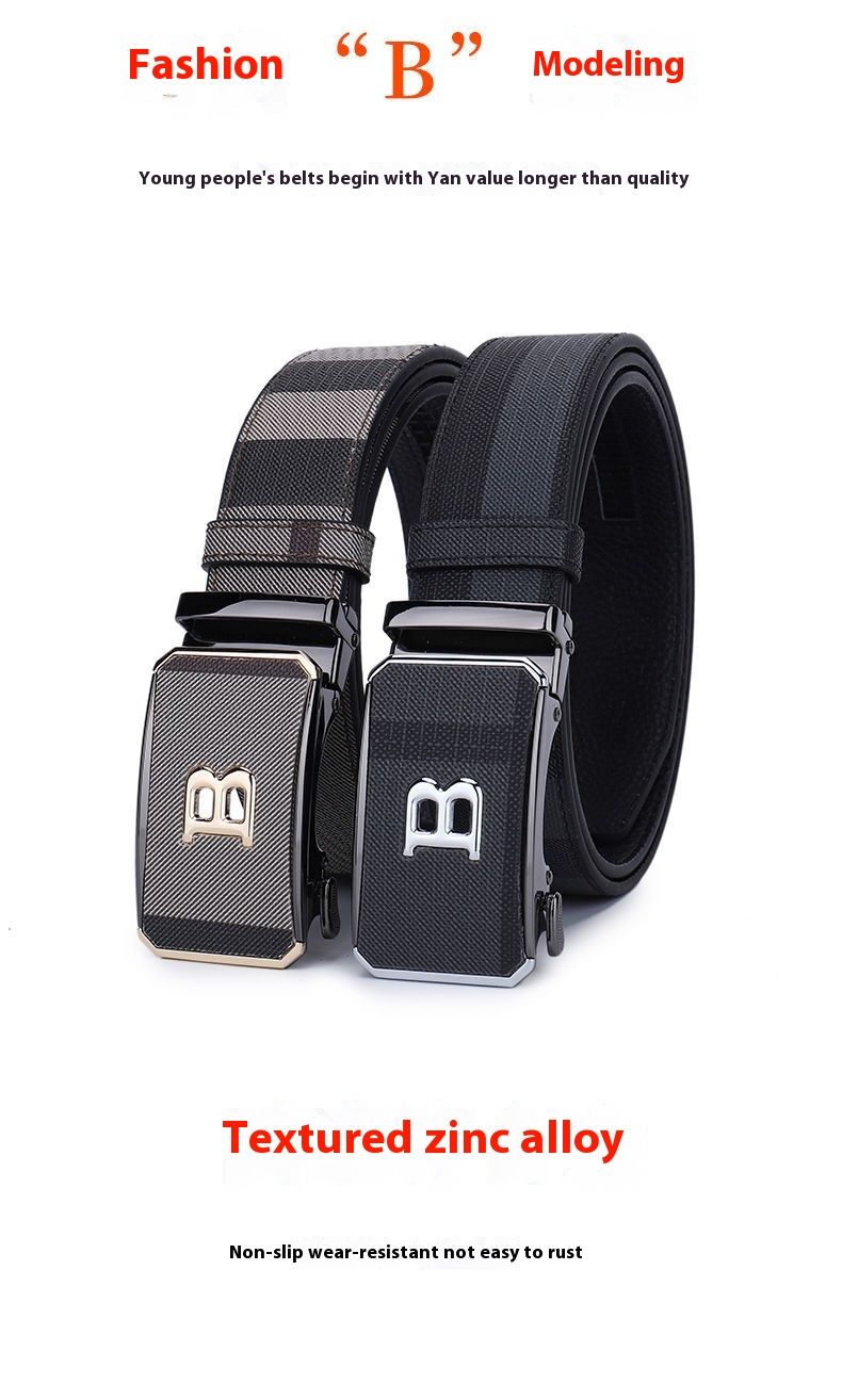 2024 Neuer Herrengürtel für Business und Freizeit, trendiger explosiver Oberschichtgürtel aus hochwertigem Leder, automatische Schnalle_voghion.com