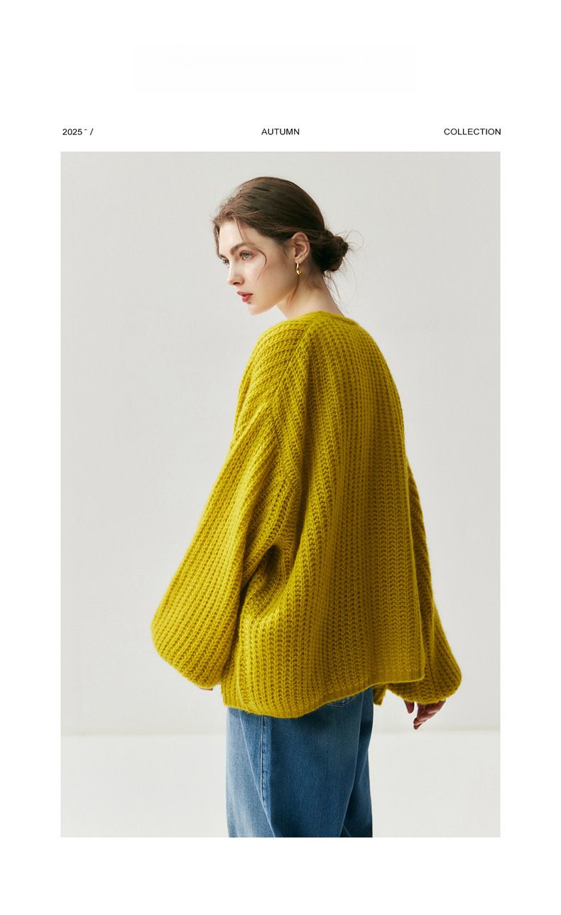 Strickjacke aus 75 % Kaschmir und 25 % Maulbeerseide für Damen, weich und hautfreundlich, lockere Passform, schlankmachend, Übergröße, faul_voghion.com