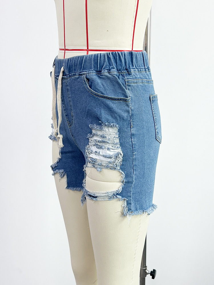 Pantaloncini da spiaggia a vita elastica, pantaloncini a gamba dritta alla moda da donna_voghion.com