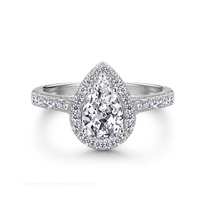 Misty Moon Classic Anello di fidanzamento da donna Micro set AAA Zircone placcato platino Anello con diamanti Gioielli_voghion.com