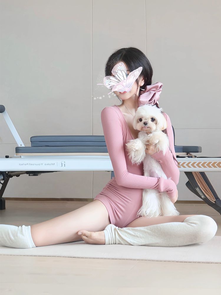 001 Splendido completo da yoga in un unico pezzo per donna, completo da allenamento Pilates con un tocco di alta qualità, abbigliamento fitness a maniche lunghe,_voghion.com