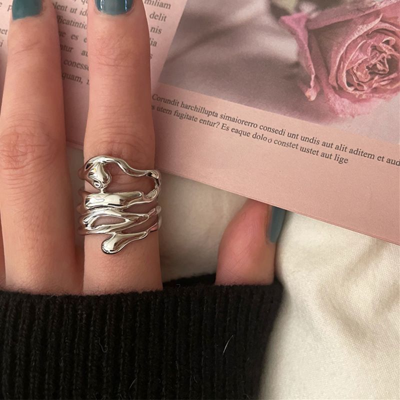 Exaggerated Design For Women Heavy Craft Irregular Water Drop Open Personality Trendy Cool Index Finger Ring_voghion.com