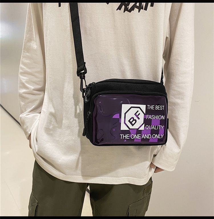 Transparent Canvas Bag Men's And Women's Messenger Bags One Shoulder Small Square Bag_voghion.com