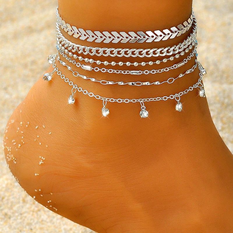 Multi-layer With Rhinestones, Tassel Arrow Design, Versatile Beach Layering Style Anklet Jewelry_voghion.com
