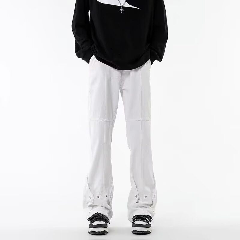 Bitte beachten Sie die Größentabelle! Please refer to the size chart in the picture American haute couture buttoned black jeans Instagram trendy _voghion.com