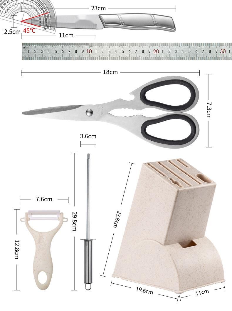 Stainless Steel Hollow Handle 8-Piece Kitchen Household Chef Meat Cutting Vegetable Fruit Multi-Purpose Knife Set_voghion.com